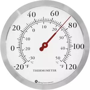 비에르그 스테인리스 스틸 실외 온도계 12인치 원형(실버)