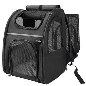 자보시 고양이 백팩 캐리어 여행 확장 U2013 반려동물 메시 바닥이 승인 위한 고양이와 백팩 블랙 캐리어 통기성 소형 패딩 처리된 가방 항공사 가능한 반려견을 접이식