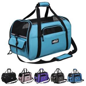 엘리트필드 소프트 사이드 애완동물 스카이 색상 블루 크기 3년 12인치 항공사 승인 중형 다양한 캐리어 9인치 17인치 보증 제공