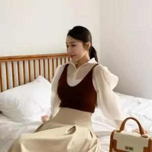 여자 캐주얼 니트 나시 뷔스티에 조끼