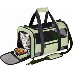 SECLATO 20 25파운드 미만의 대형 반려견을 캐리어 2인용 반려동물 가방 고양이 반려견 사이드 여행용 위한 접이식 그린 캐리어 소프트