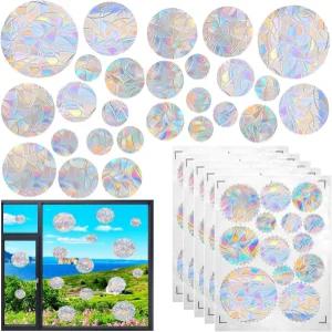 65개 원형 프리즘 창문 스티커 베터 조니 버드 프로텍션 레인보우 윈도우 필름 PVC 충돌 방지 선캐처