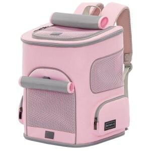 업그레이드된 허리 보호 기능을 핑크색 고양이 반려견 소형견 여행 고양이를 완전 반려동물 위한 하이킹 통풍형 PETSFIT 백팩 접이식 갖춘 캐리어 캠핑을 야외