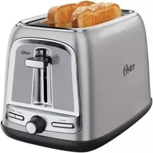 고급 토스트 기술이 적용된 오스터 2-슬라이스 토스터 모든 빵 종류를 위한 베이글 스테인리스 스틸