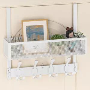 마이헤 오버 더 도어 후크 정리함 12개의 코트 있는 랙 행거 타월 침실 주방 욕실용 수납 뒷면 화이트