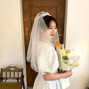 [하프클럽/]셀프 웨딩 촬영소품 베일 면사포