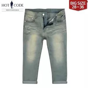 [하프클럽/핫코드]여름 남자 7부바지 청반바지 빅사이즈 스판 슬림일자 HC807 행사