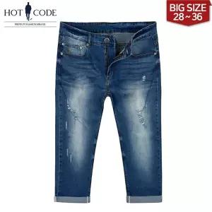 [하프클럽/핫코드]여름 남자 7부바지 청반바지 빅사이즈 스판 슬림일자 HC810 행사