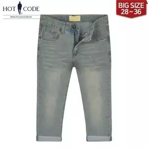 [하프클럽/핫코드]여름 남자 7부바지 청반바지 빅사이즈 스판 슬림일자 HC8097 행사