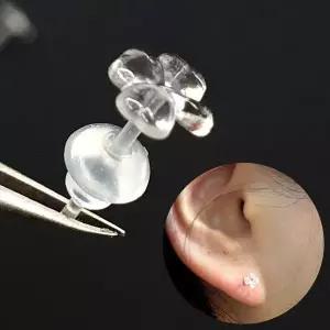 [하프클럽/]투명 실리콘 피어싱 귀걸이 클로버 10P