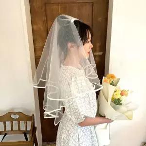 [하프클럽/]셀프 웨딩 촬영소품 라인 베일 면사포