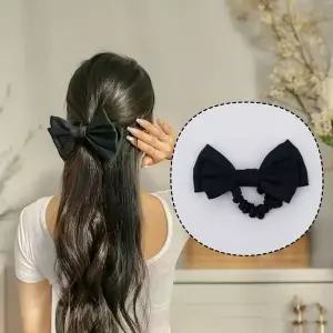 [하프클럽/]왕리본 곱창밴드 머리끈 블랙