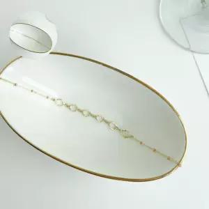 127대여성 물방울 쉐입 컷팅 체인 슬림 팔찌18k화이트골드20cm