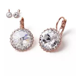 모임 화이트 크리스탈 로즈골드 원터치 귀걸이 E584