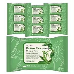 [푸드어홀릭](10개)푸드어홀릭 딥클린 그린티(녹차) 수딩 클렌징 티슈 30매 /무배 휴대용 딥클렌징