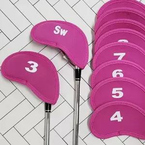 [하프클럽/]선물아이언커버 네오프렌 심플 아이언 커버 10p 핑크