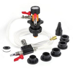 MR CARTOOL 냉각수 시스템 리필 자동차 압력 및 충전 진공 어댑터 5개 공기 게이지가 장착된 세트 커넥터 도구 키트