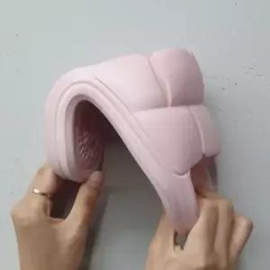 [하프클럽/]사무실실내화 여성용 뚱카롱 쿠션 슬리퍼 핑크