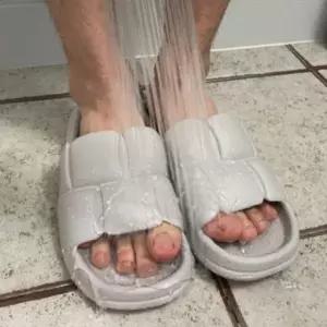 [하프클럽/]편한실내화 남성용 뚱카롱 쿠션 슬리퍼 그레이