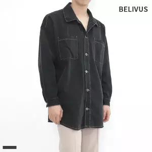 [하프클럽/빌리버스]빌리버스 남자 데님 자켓 BPJ013 남성 오버핏 청자켓 간절기 남방