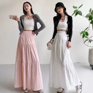 [하프클럽/]벨리나 허리밴딩 데일리 주름 롱스커트