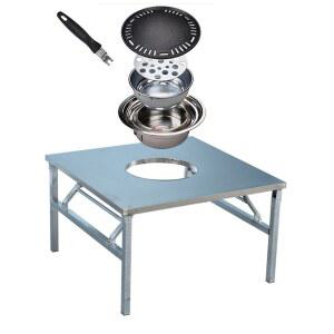 업소용 고기 식탁 스텐 불판 바비큐 테이블 고깃집 접이식 화로 사각 바베큐