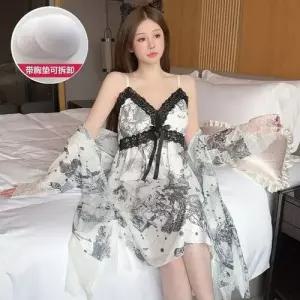 스커트 망사 봄 하계 투피스 커플잠옷세트 바람 잠옷 가운 럭셔리 레이스 나시 패드 ible2