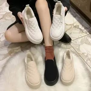 CCS7F0D여성용 따뜻한 안감 퀼팅 슬립온 겨울 가을용