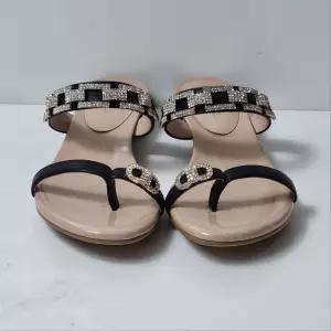 [탠디]X24048SB 여성 2cm 큐빅 쪼리 샌들 스트랩 로우힐 데일리슈즈