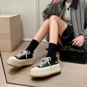 셉띠엠브레 흰색 캐주얼 진가죽 여성하이힐 통굽 평지 송편 단화 소가죽 슈즈 하이힐 키높이 6cm UNO5