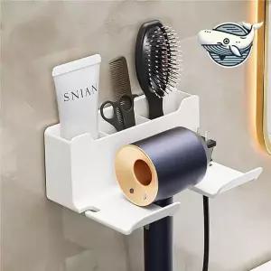 화이트 수납 벽면 정리대 욕실 가전 및 용품 드라이기수납