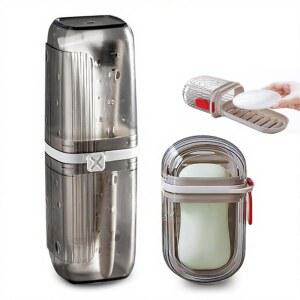 비누 케이스와 칫솔 여행 욕실 여행용 케이스 휴대용 케이스 누수 용기 접시 여행 이상적입니다 여행 방지 트레이 세트 홀더 캠핑 헬스장