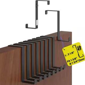 멘즈 오버 더 도어 후크 10팩 양면 핏 1 3/8인치 및 3/4인치 긁힘 방지 패드가 있는 욕실 타월 미끄럼 점 L