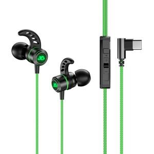 TYPE-C 유선 헤드폰 게임용 헤드셋 베이스 스테레오 게이머 이어폰 마이크 핸즈프리가 포함된 소음 차단 이