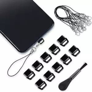 AOZUO 10개 먼지 플러그 커버 USB C 타입 방지 충전 포트 프로텍터 캡 이지 그립 탭 랜야드 및 대부분의