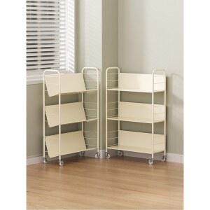 이동식 책장 수납 바퀴 달린 메쉬 스타일 좁은형 원목 거실 가구