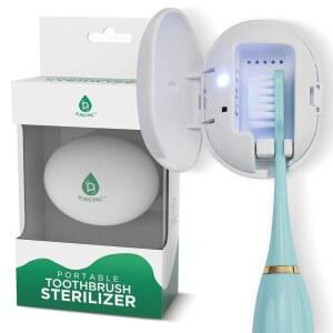 PURSONIC 휴대용 UV 칫솔 컴팩트 마운팅 흰색 케이스 세정제 배터리 포함 지속되는 U2013 마그네틱 오래 충전식 30일 가정 클리너 위생적이고 여행용