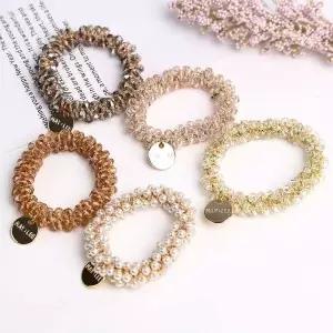 크리스탈 비즈 머리끈 헤어슈슈 머리고무줄