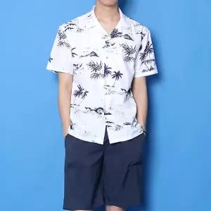 [하프클럽/빌리버스]빌리버스 남자 반팔 셔츠 BSD103 패턴 일반핏 하와이안 남방