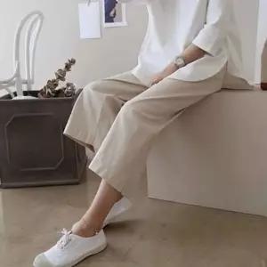 7부바지 린넨팬츠 와이드팬츠 밴딩바지 여름 데일리