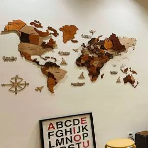 세계지도 인테리어 우드 벽걸이 거실 장식 월드맵 소품 트래블 원목