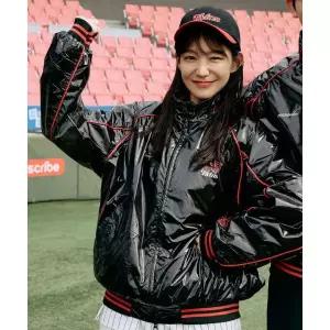 (매장정품)1993STUDIO [LG트윈스x1993스튜디오] 나일론 배색 유광 점퍼_블랙