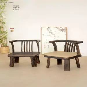 우드 좌식 의자 스툴 원목 일식집 팔걸이 일본식 등받이
