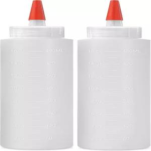 홈스테드 초이스 소스용 2팩 플라스틱 스퀴즈 병 - 액체용 16온스 조미료 캡이 있는 BPA 프리 스퀴트 케첩