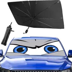 업그레이드된 자동차 앞유리 선섀도 우산 블록 자외선 및 태양열 보호를 위한 접이식 57인치 X31