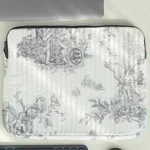 그레이 디오레 누빔 면 13인치 태블릿 노트북 파우치