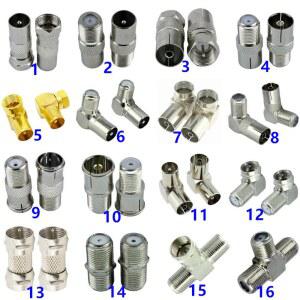 2PCS 유형 TV IEC 90도 공중 안테나 플러그 커넥터 직각 어댑터 소켓 동축 케이블 TV 조합