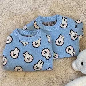 [콩심팥심]강아지여름옷 파란 토끼 니트 티셔츠 강아지옷