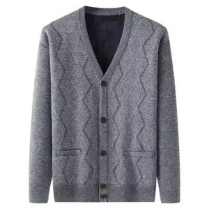 중년 양털 남중장년 시니어 도톰한 가디건 기모에 긴팔 아빠룩 아빠 카디건 니트 코트 기모