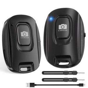 [미국배송] 폰 및 안드로이드 스마트폰용 비비욘 블루투스 카메라 리모컨 충전식 무선 전화 사진 동영상용 셀카 버튼 충전 케이블 포함 (2팩)